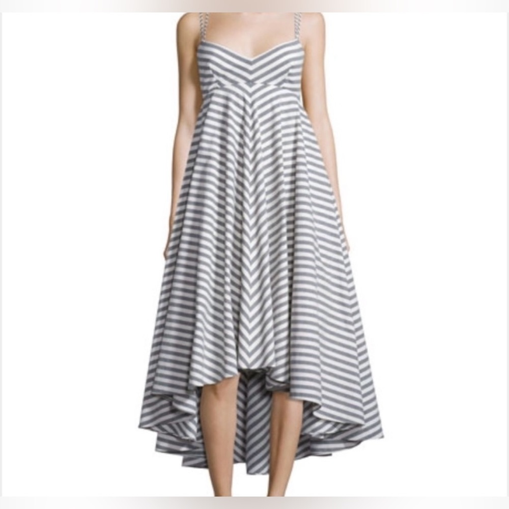 MILLY Striped Mitered 'Trapeze' Dress- New with tags. Size 10. Cotton blend.